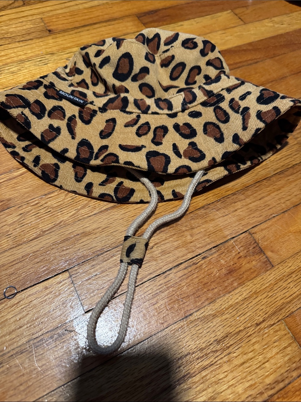 Kids Leopard-Print Bucket Hat with Chin Strap - Brown/Cream